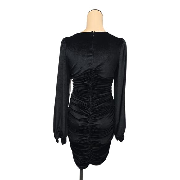 NWT Rachel Parcell Black Velvet Dress Size Small Ruched Bodycon Whimsygoth 90s - Picture 2 of 10